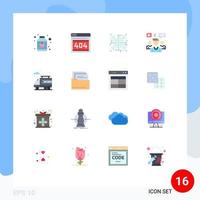 Mobile Interface Flat Color Set of 16 Pictograms of life group snow video discussion Editable Pack of Creative Vector Design Elements