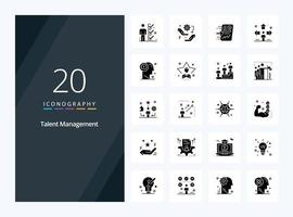 20 Talent Management Solid Glyph icon for presentation vector