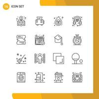 Modern Set of 16 Outlines Pictograph of article messaging drop chatting headphone Editable Vector Design Elements