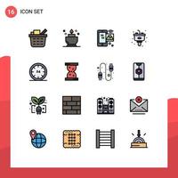 User Interface Pack of 16 Basic Flat Color Filled Lines of day and internet of things sink garbage Editable Creative Vector Design Elements