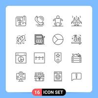 Set of 16 Modern UI Icons Symbols Signs for food baking baby infection contamination Editable Vector Design Elements