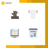 Universal Icon Symbols Group of 4 Modern Flat Icons of branch internet wood diapers price Editable Vector Design Elements