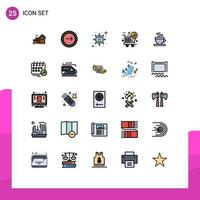 Pack of 25 Modern Filled line Flat Colors Signs and Symbols for Web Print Media such as hot new item navigation new item marketing Editable Vector Design Elements