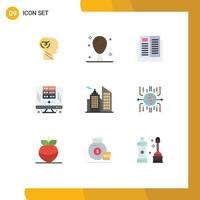 Set of 9 Commercial Flat Colors pack for database computer leg school knowledge Editable Vector Design Elements