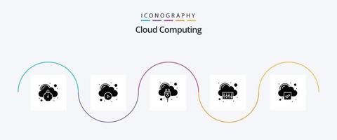 Cloud Computing Glyph 5 Icon Pack Including cloud. technology. cloud hosting. storage. cloud vector