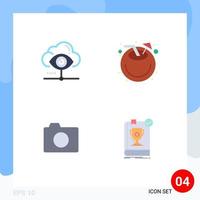 conjunto de iconos planos de interfaz móvil de 4 pictogramas de elementos de diseño vectorial editables de foto de coco de nube de cámara ocular vector