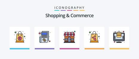 Shopping And Commerce Line Filled 5 Icon Pack Including delivery. list. cart. document. offer. Creative Icons Design vector