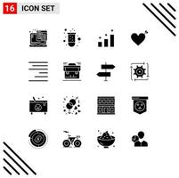 16 Creative Icons Modern Signs and Symbols of bag right achievement align heart Editable Vector Design Elements