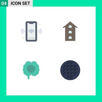 Set of 4 Vector Flat Icons on Grid for phone store connect house head Editable Vector Design Elements