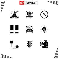 Stock Vector Icon Pack of 9 Line Signs and Symbols for chair layout click interface pointer Editable Vector Design Elements