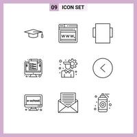 9 Outline concept for Websites Mobile and Apps circle user setting computer configuration percent Editable Vector Design Elements