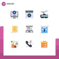 Universal Icon Symbols Group of 9 Modern Flat Colors of presentation analytics train create text Editable Vector Design Elements