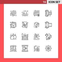 16 Universal Outline Signs Symbols of romantic love chart invite camera roll film Editable Vector Design Elements