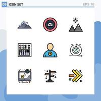 Set of 9 Modern UI Icons Symbols Signs for volume open volume stamps loudspeaker peak Editable Vector Design Elements