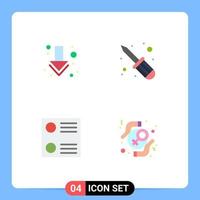 Set of 4 Vector Flat Icons on Grid for arrow protect repair list rights Editable Vector Design Elements