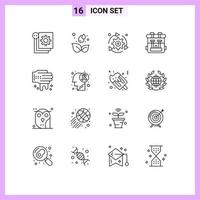 16 Creative Icons Modern Signs and Symbols of hobby bag leaf back pack gear Editable Vector Design Elements