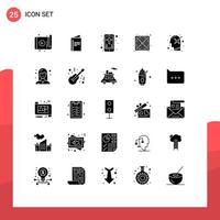 25 User Interface Solid Glyph Pack of modern Signs and Symbols of positive supply advertisement power cross Editable Vector Design Elements