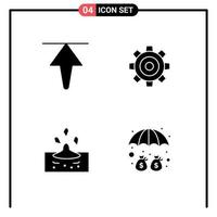 4 User Interface Solid Glyph Pack of modern Signs and Symbols of arrow rain basic setting water Editable Vector Design Elements