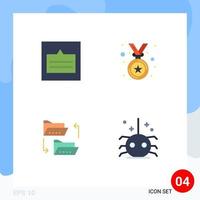 4 iconos creativos signos y símbolos modernos del archivo de medalla emergente del documento de cuadrícula que comparten elementos de diseño vectorial editables vector