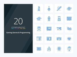 20 Gaming Genres And Programming Blue Color icon for presentation vector