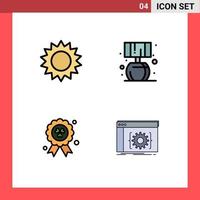 Set of 4 Vector Filledline Flat Colors on Grid for chamomile ireland nature lump app Editable Vector Design Elements