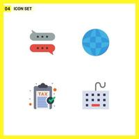 Set of 4 Modern UI Icons Symbols Signs for bubble excise chatting earth money Editable Vector Design Elements