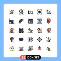 Editable Vector Line Pack of 25 Simple Filled line Flat Colors of arrow digital science internet iot Editable Vector Design Elements