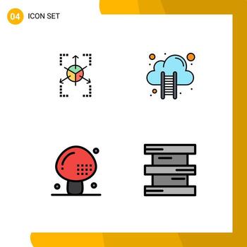 Modern Set of 4 Filledline Flat Colors Pictograph of prototype drinks chart data cloud meal Editable Vector Design Elements