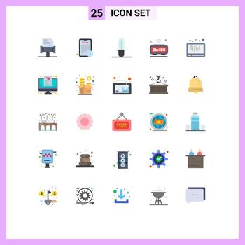 paquete de 25 signos y símbolos modernos de colores planos para medios de impresión web como reproducir audio star wars wifi internet elementos de diseño vectorial editables vector