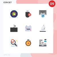 Set of 9 Modern UI Icons Symbols Signs for day type removed keyboard retry Editable Vector Design Elements