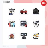 Set of 9 Modern UI Icons Symbols Signs for security network surveillance gdpr competitive Editable Vector Design Elements