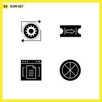 Mobile Interface Solid Glyph Set of 4 Pictograms of business browser operation arrow file Editable Vector Design Elements
