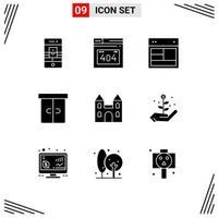 Pictogram Set of 9 Simple Solid Glyphs of big furniture design drawer website Editable Vector Design Elements