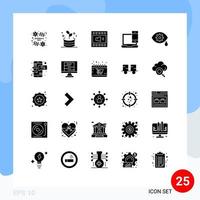 Modern Set of 25 Solid Glyphs and symbols such as correction macbook loudspeaker laptop computer Editable Vector Design Elements