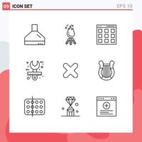 Outline Pack of 9 Universal Symbols of delete stationery communication design architect Editable Vector Design Elements