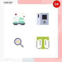 Mobile Interface Flat Icon Set of 4 Pictograms of relax kitchen massage side by side font Editable Vector Design Elements