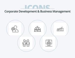 Corporate Development And Business Management Line Icon Pack 5 Icon Design. graph. chart. advancement. growth. staff vector