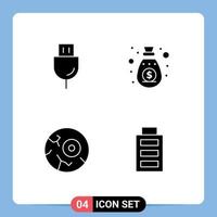 4 Thematic Vector Solid Glyphs and Editable Symbols of devices halloween products marketing night Editable Vector Design Elements