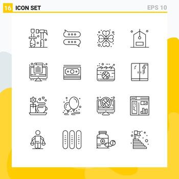 16 Thematic Vector Outlines and Editable Symbols of computer discount heart counter check Editable Vector Design Elements