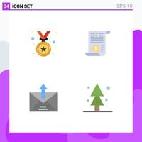 Universal Icon Symbols Group of 4 Modern Flat Icons of award email file finance sent Editable Vector Design Elements