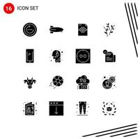 Pack of 16 Modern Solid Glyphs Signs and Symbols for Web Print Media such as phone easter vehicles catkin arrow Editable Vector Design Elements