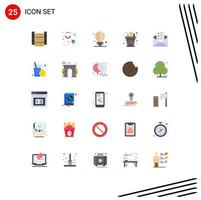 Group of 25 Flat Colors Signs and Symbols for chat business idea pot pencil Editable Vector Design Elements