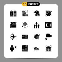 16 iconos creativos signos y símbolos modernos de conversión de fiesta de datos compartidos usa elementos de diseño vectorial editables vector