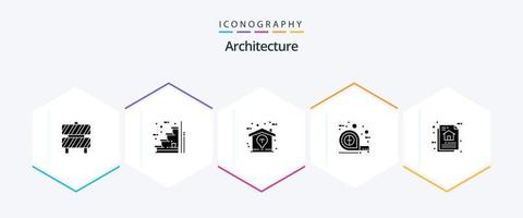 paquete de iconos de 25 glifos de arquitectura que incluye arquitectura. herramienta. hasta. Cinta. idea vector