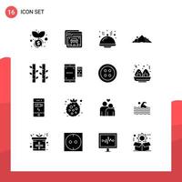 Universal Icon Symbols Group of 16 Modern Solid Glyphs of nature bamboo food scene nature Editable Vector Design Elements