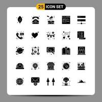 Pictogram Set of 25 Simple Solid Glyphs of development coding marketing browser open Editable Vector Design Elements