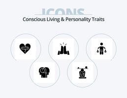 Concious Living And Personality Traits Glyph Icon Pack 5 Icon Design. high. five. mindfulness. best. heart vector