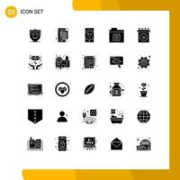 Set of 25 Modern UI Icons Symbols Signs for install folder tax files technology Editable Vector Design Elements