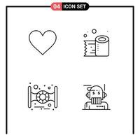 Group of 4 Filledline Flat Colors Signs and Symbols for love spaceship wedding tissue paper robo advisor Editable Vector Design Elements