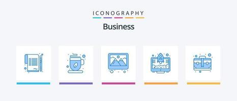 Business Blue 5 Icon Pack Including brief. rocket. frame. startup. entrepreneur. Creative Icons Design vector